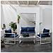 Set Di Mobili Da Giardino Ibiza In Tessuto Blu 4 Posti - Alluminio Bianco - Foto miniatura 3