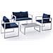Set Di Mobili Da Giardino Ibiza In Tessuto Blu 4 Posti - Alluminio Bianco - Foto miniatura 1
