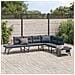 Set Panche Giardino Cuscini 4pz Nere Acciaio Verniciato Polvere - Foto miniatura 1