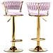 Set 2 Sgabelli Cucina Bar Schienale Intrecciato In Velluto Rosa Struttura Oro - Foto miniatura 1