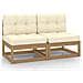 Divani Centrali Giardino Con Cuscini Crema 2 Pz Pino Massello - Foto miniatura 2