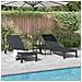 Lettini 2 pcs con Ruote e Tavolo Nero Polyrattan - Foto miniatura 4