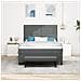 Letto Box Spring con Materasso e Panca Grigio Scuro 140x190 cm Tessuto - Foto miniatura 5