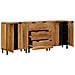 Mobile soggiorno a 3 pezzi marrone 60x33x75 cm in legno massello di acacia. - Foto miniatura 2