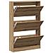 Cabinet per scarpe in rovere artigianale 80x21x125,5 cm in legno ingegnerizzato - Foto miniatura 3