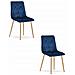 Sedia TYRA in velluto blu navy con gambe color legno x2 - Foto miniatura 1