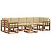 Set di divani da esterno con cuscino 8 pcs Naturale e Beige - Foto miniatura 3