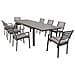 Set Tavolo Giardino Allungabile Rettangolare 200/300 X 100 Con 8 Poltrone In Alluminio Taupe Da Esterno - Foto miniatura 1