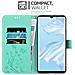 Custodia Compatibile Con Huawei P30 Pro In Turchese Fiore - Coperchio Protettivo In Design Floreale Con Chiusura Magnetica, Funzione Stand E Slot Per Carte - Foto miniatura 5