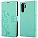 Custodia Compatibile Con Huawei P30 Pro In Turchese Fiore - Coperchio Protettivo In Design Floreale Con Chiusura Magnetica, Funzione Stand E Slot Per Carte - Foto miniatura 10