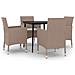 Set Da Pranzo Per Giardino 5 Pz Con Cuscini Polyrattan E Vetro - Foto miniatura 2