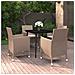 Set Da Pranzo Per Giardino 5 Pz Con Cuscini Polyrattan E Vetro - Foto miniatura 1