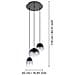 Lampadario Contemporaneo Aguilares 3 Luci Pendenti Metallo Nero - Foto miniatura 2