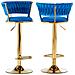 Set 2 Sgabelli Cucina Bar Schienale Intrecciato In Velluto Blu E Struttura Oro - Foto miniatura 1