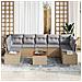 Set di Divani da Giardino 8 Pezzi con Cuscini Beige Polyrattan Acacia - Foto miniatura 3