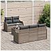 Set Divano da Giardino 6 Pezzi con Cuscini Grigio Polyrattan,  Divano da Giardino 2 Posti con Ripostiglio e Cuscini Grigio Polyrattan - Foto miniatura 3