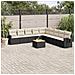 Set Divani da Giardino 10pz con Cuscini in Polyrattan Nero - Foto miniatura 2