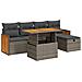Set Divano da Giardino 6 pz con Cuscini Grigio in Polyrattan - Foto miniatura 1