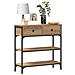 Tavolino Console Rovere Artigianale 72,5x25x75 cm Legno Ingegnerizzato & Acciaio - Foto miniatura 3