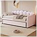 Letto Da Giorno 90x200cm, Con Letto A Scomparsa, Luce Cambia Colore, Telecomando, Divano Letto, Letto Singolo (senza Materasso), Stile Minimalista, Velluto, Rosa - Foto miniatura 2