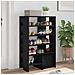 Mobile per scarpe 2 pcs Rovere Nero Legno multistrato - Foto miniatura 4