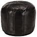 Pouf Nero 40x35 Cm In Vera Pelle Di Capra - Foto miniatura 1