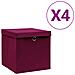 Contenitori con Coperchio 4 pz 28x28x28 cm Rosso Scuro - Foto miniatura 1