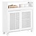 Mobile Nicchia Con Ruote Carrellino Salvaspazio Con Due Ante Scorrevoli In Rattan Mobile Bagno Bianco 20x65x70cm Bzr119-w - Foto miniatura 1