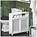 Mobile Nicchia Con Ruote Carrellino Salvaspazio Con Due Ante Scorrevoli In Rattan Mobile Bagno Bianco 20x65x70cm Bzr119-w - Foto miniatura 5