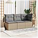 Divano Da Giardino Con Cuscini A 3 Posti Beige In Polyrattan - Foto miniatura 2