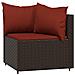Set Mobili da Giardino 4 pz con Cuscini in Polyrattan Marrone - Foto miniatura 4