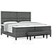 Letto box spring con materasso e panca grigio scuro 200x200 cm in tessuto - Foto miniatura 4
