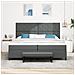 Letto box spring con materasso e panca grigio scuro 200x200 cm in tessuto - Foto miniatura 5