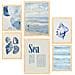 Set Di 6 Stampe Illustrazioni Decorative Di Dipinti Marini Blu E Estate Incorniciate Con Illustrazioni Per Le Pareti A3 & A4 Telaio In Legno Chiaro - Foto miniatura 1
