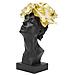 Scultura Donna Con Farfalle Sul Capo In Resina Nera E Oro - Foto miniatura 3