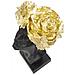 Scultura Donna Con Farfalle Sul Capo In Resina Nera E Oro - Foto miniatura 6