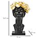 Scultura Donna Con Farfalle Sul Capo In Resina Nera E Oro - Foto miniatura 8