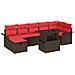 Set Divano da Giardino con cuscino 8 pcs Marrone Poly Rattan - Foto miniatura 1