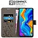 Custodia Compatibile Con Huawei P30 Lite In Grigio Fiore - Coperchio Protettivo In Design Floreale Con Chiusura Magnetica, Funzione Stand E Slot Per Carte - Foto miniatura 2