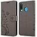Custodia Compatibile Con Huawei P30 Lite In Grigio Fiore - Coperchio Protettivo In Design Floreale Con Chiusura Magnetica, Funzione Stand E Slot Per Carte - Foto miniatura 10