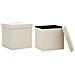 Pouf Con Contenitore Pieghevoli 2 Pz Bianco Crema In Simil Lino - Foto miniatura 1