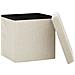 Pouf Con Contenitore Pieghevoli 2 Pz Bianco Crema In Simil Lino - Foto miniatura 7