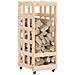 Portalegna Con Ruote 40x49x110 Cm Legno Massello Di Pino - Foto miniatura 3