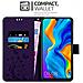 Custodia Compatibile Con Huawei P30 Lite In Lilla Scuro Fiore - Coperchio Protettivo In Design Floreale Con Chiusura Magnetica, Funzione Stand E Slot Per Carte - Foto miniatura 3