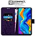 Custodia Compatibile Con Huawei P30 Lite In Lilla Scuro Fiore - Coperchio Protettivo In Design Floreale Con Chiusura Magnetica, Funzione Stand E Slot Per Carte - Foto miniatura 5
