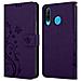 Custodia Compatibile Con Huawei P30 Lite In Lilla Scuro Fiore - Coperchio Protettivo In Design Floreale Con Chiusura Magnetica, Funzione Stand E Slot Per Carte - Foto miniatura 10