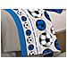 Completo Lenzuola Linea Pensieri Delicati 100% Cotone Disegno Calcio Matrimoniale Blu - Foto miniatura 4
