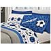 Completo Lenzuola Linea Pensieri Delicati 100% Cotone Disegno Calcio Matrimoniale Blu - Foto miniatura 1