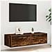 Mobile Porta TV con Luci LED Rovere Fumo 100X35,5x25 cm - Foto miniatura 4