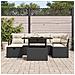 Set di divani da giardino  7 pezzi con cuscini in rattan polimerico nero, Divano da giardino  2 posti con cuscini in rattan polimerico nero - Foto miniatura 3
